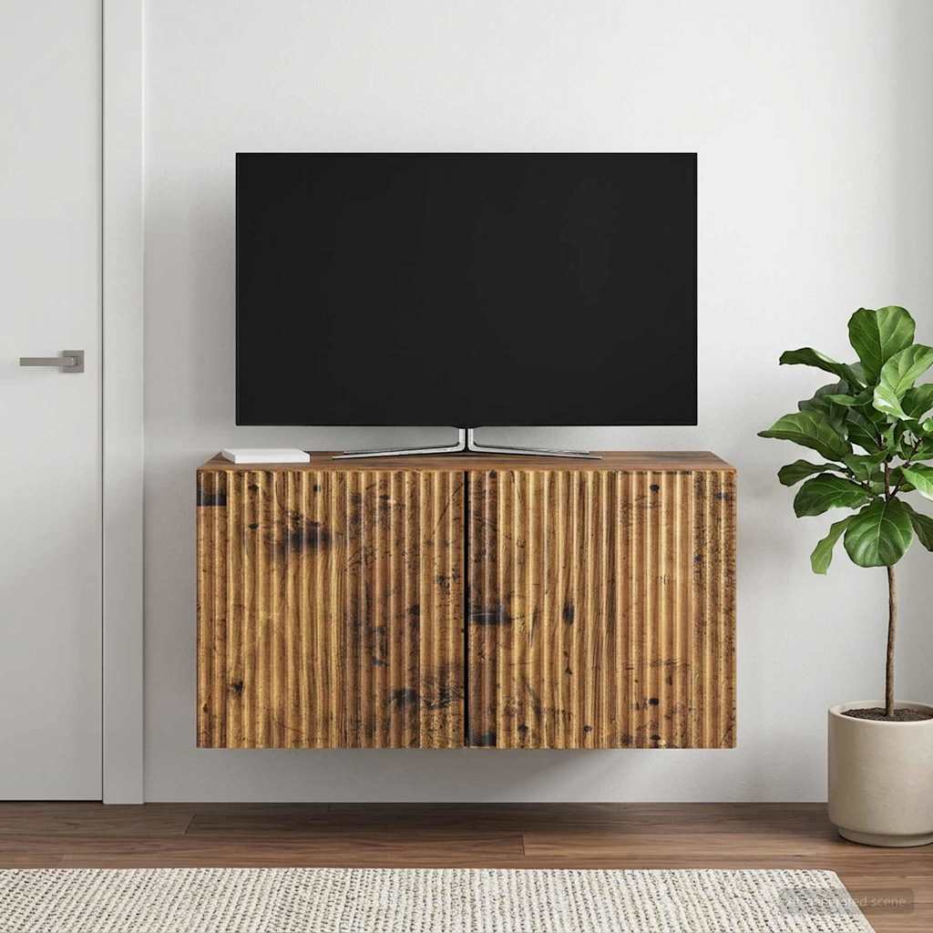 Væghængt TV-skab 59,5 x 31 x 30 cm Gammelt træ Konstrueret træ