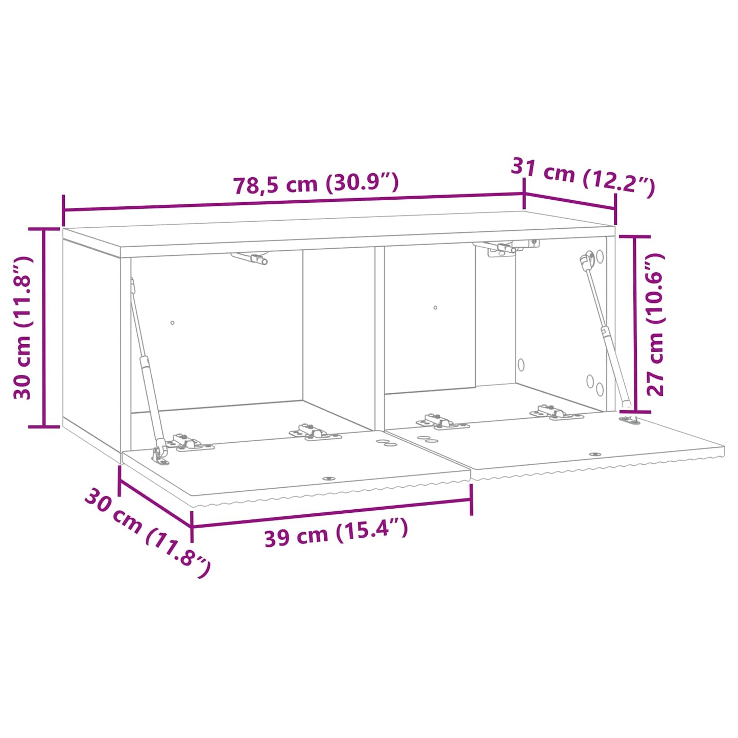 Væghængt TV-skab Hvid 78,5 x 31 x 30 cm Konstrueret træ