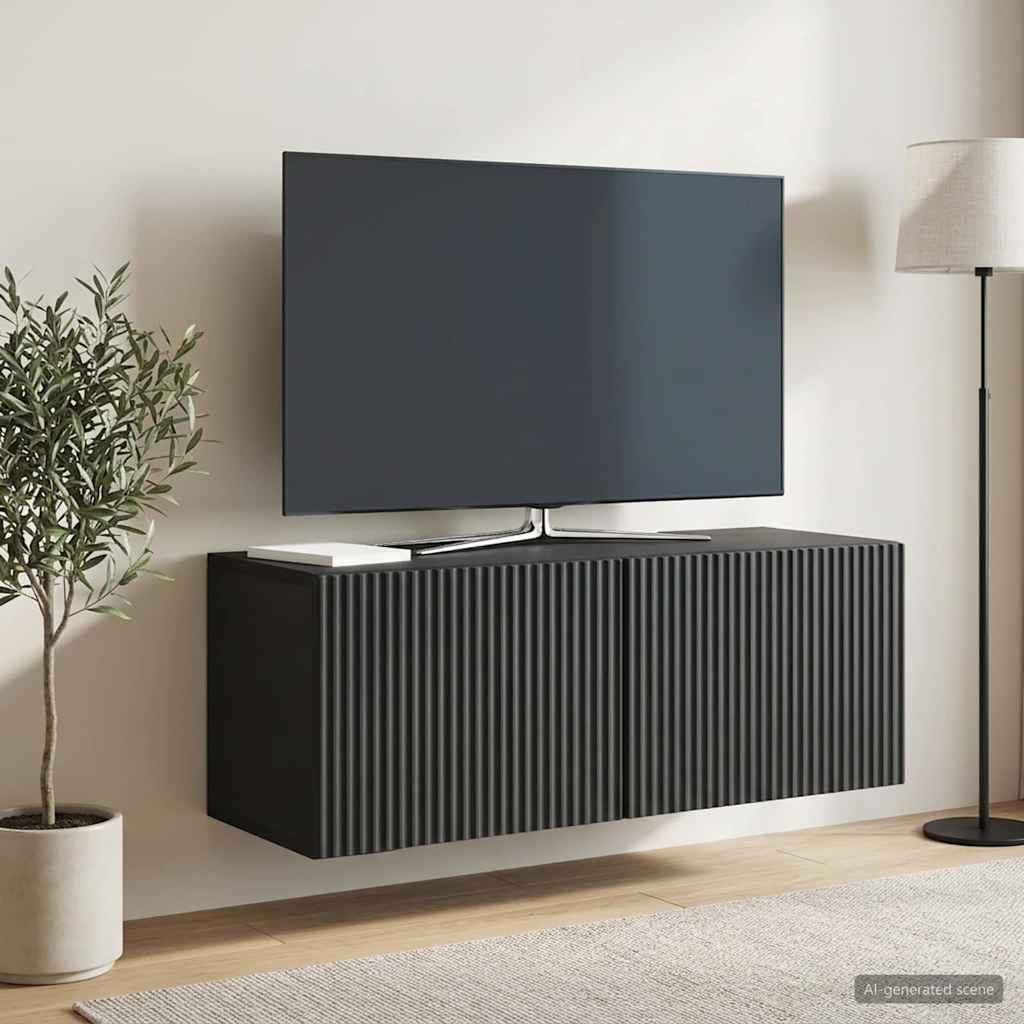 Væghængt TV-skab 78,5 x 31 x 30 cm Sort Konstrueret træ
