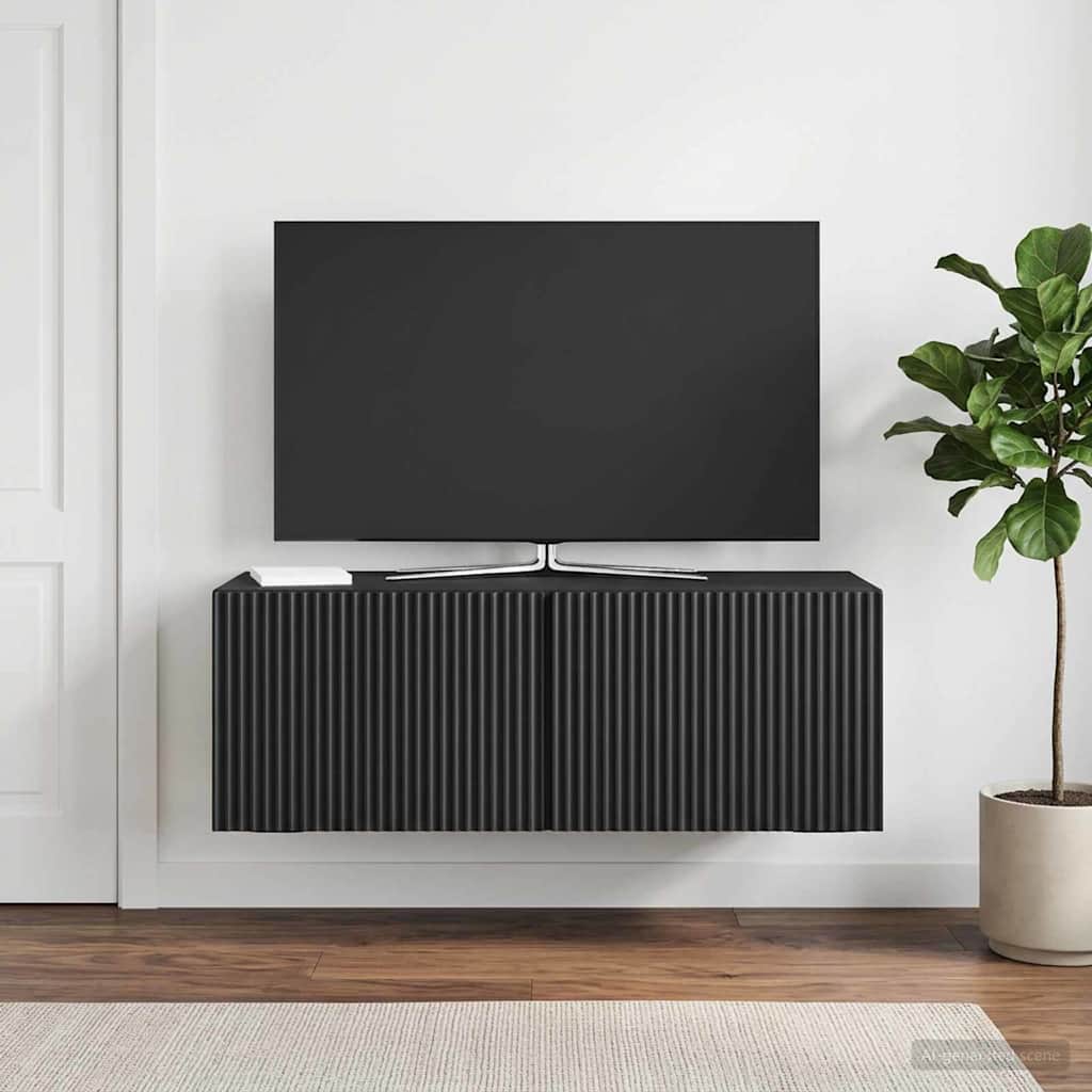 Væghængt TV-skab 78,5 x 31 x 30 cm Sort Konstrueret træ