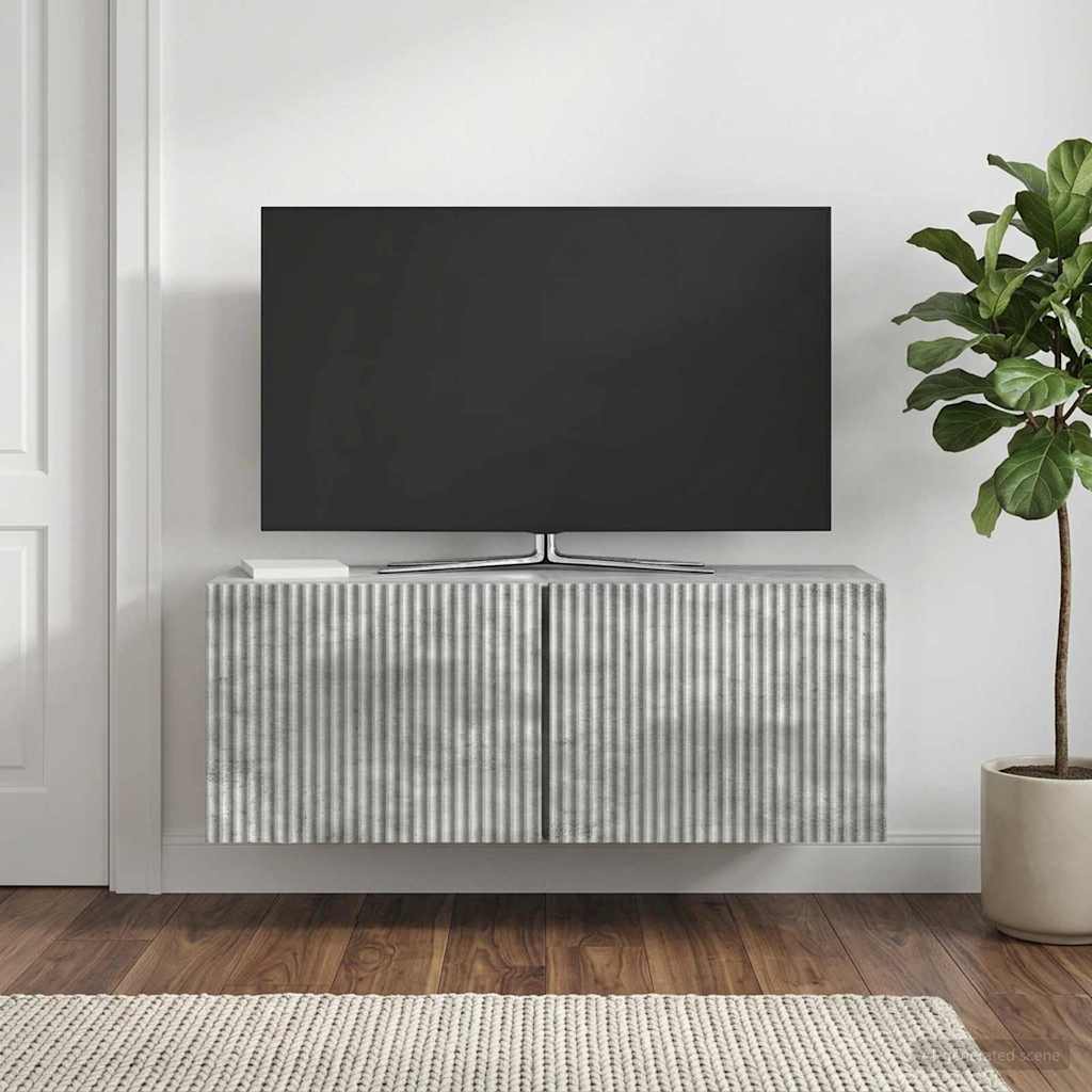 Væghængt TV-skab 78,5 x 31 x 30 cm Betongrå Konstrueret træ