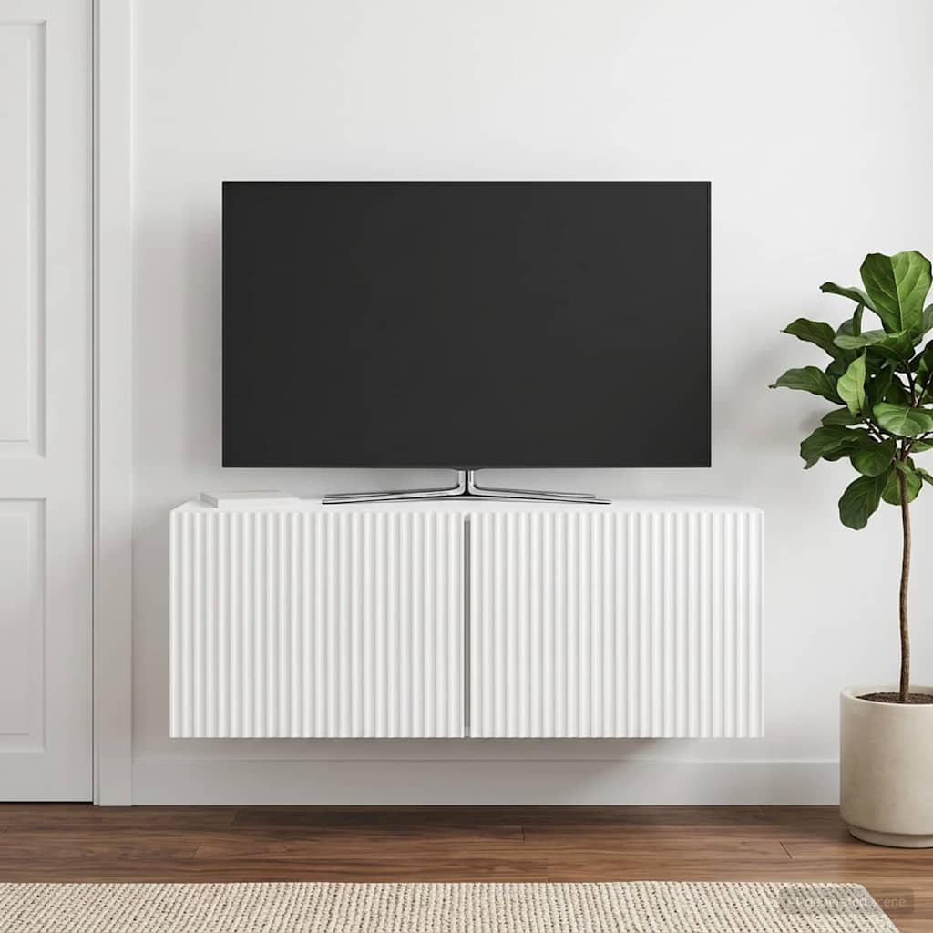 Væghængt TV-skab 78,5 x 31 x 30 cm Hvid højglans