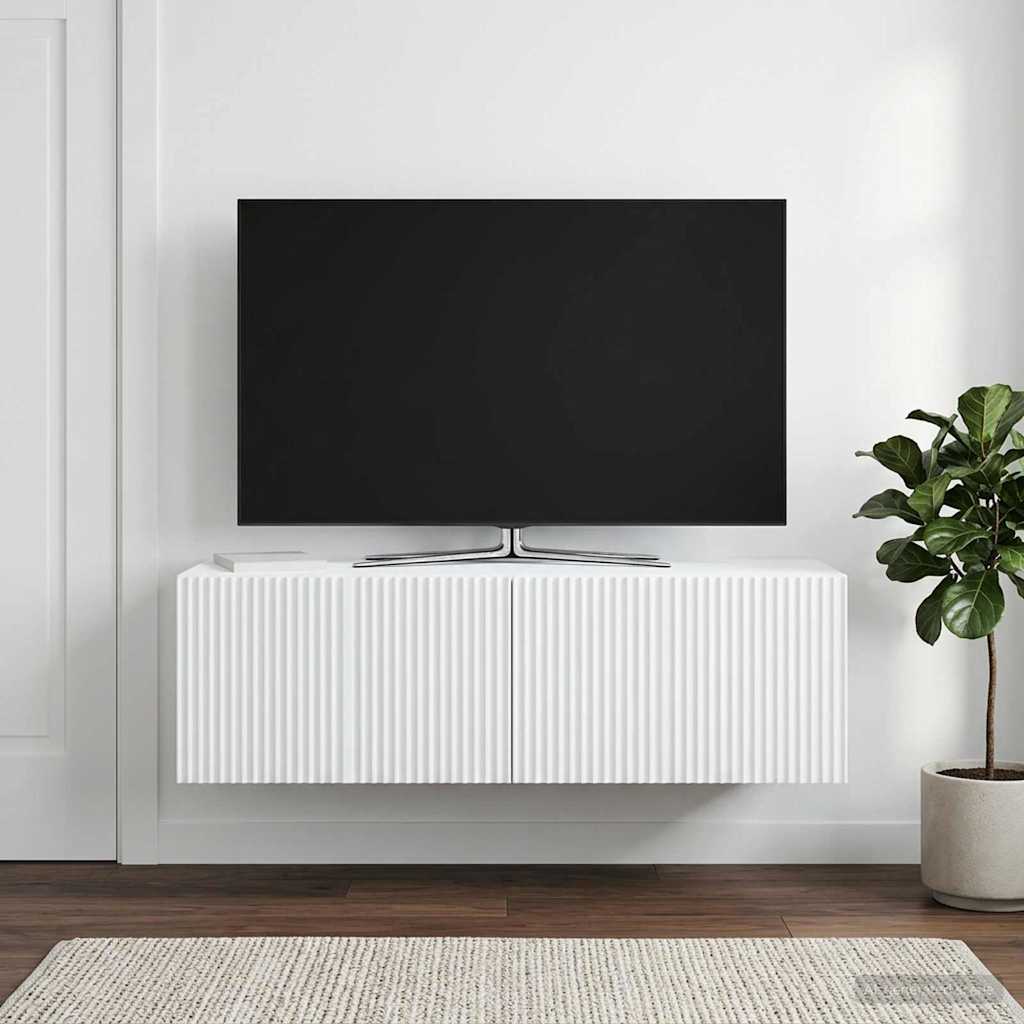Væghængt TV-skab Hvid 98 x 31 x 30 cm Konstrueret træ