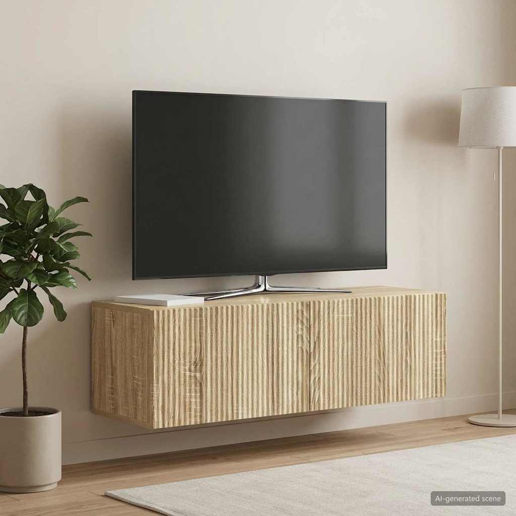 Væghængt TV-skab 98 x 31 x 30 cm Sonoma-eg Konstrueret træ