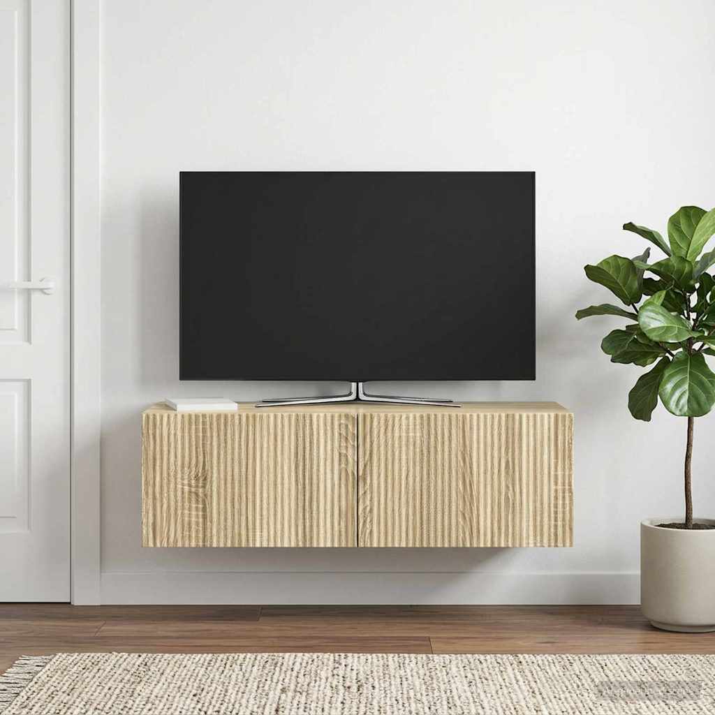 Væghængt TV-skab 98 x 31 x 30 cm Sonoma-eg Konstrueret træ