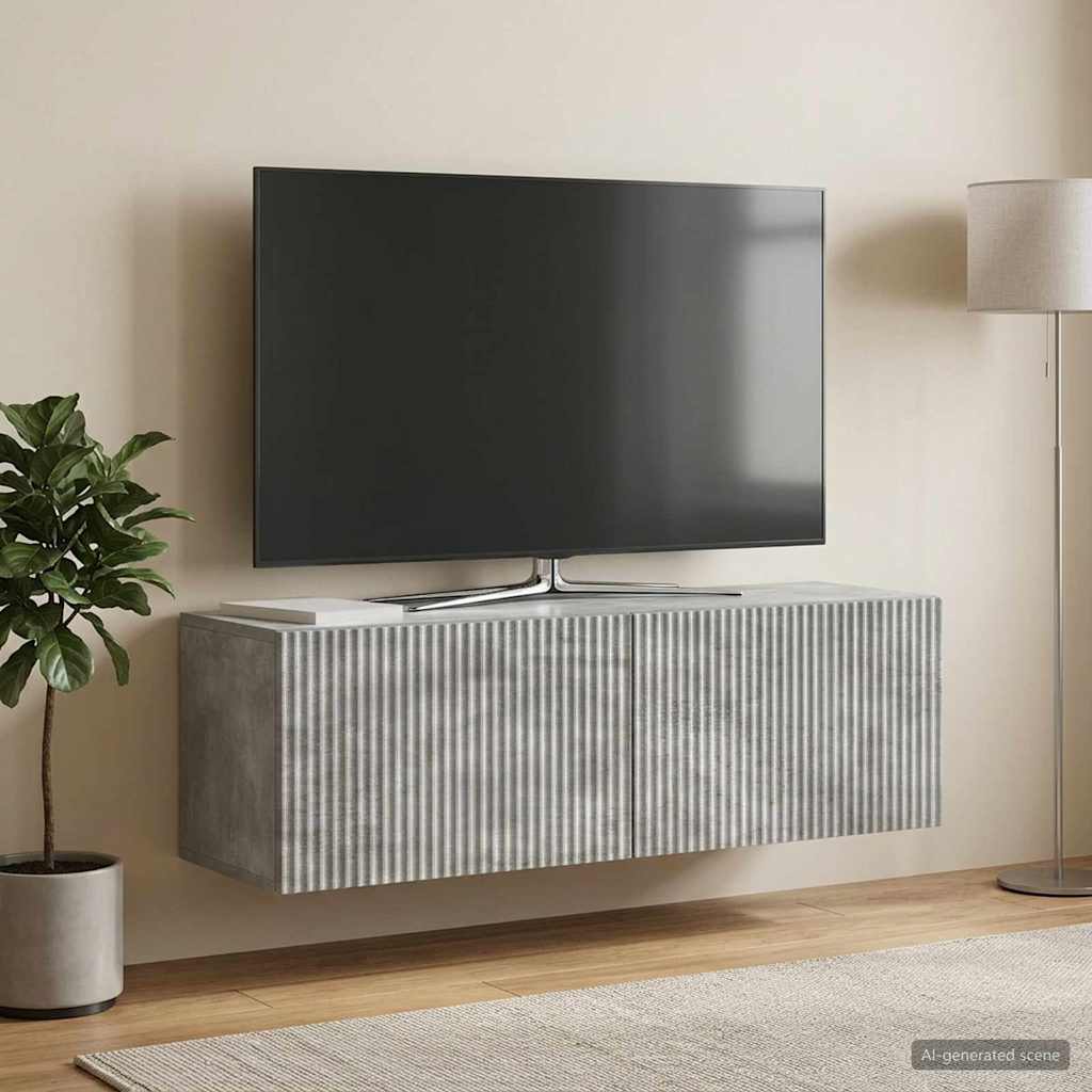 Væghængt TV-skab 98 x 31 x 30 cm Betongrå Konstrueret træ