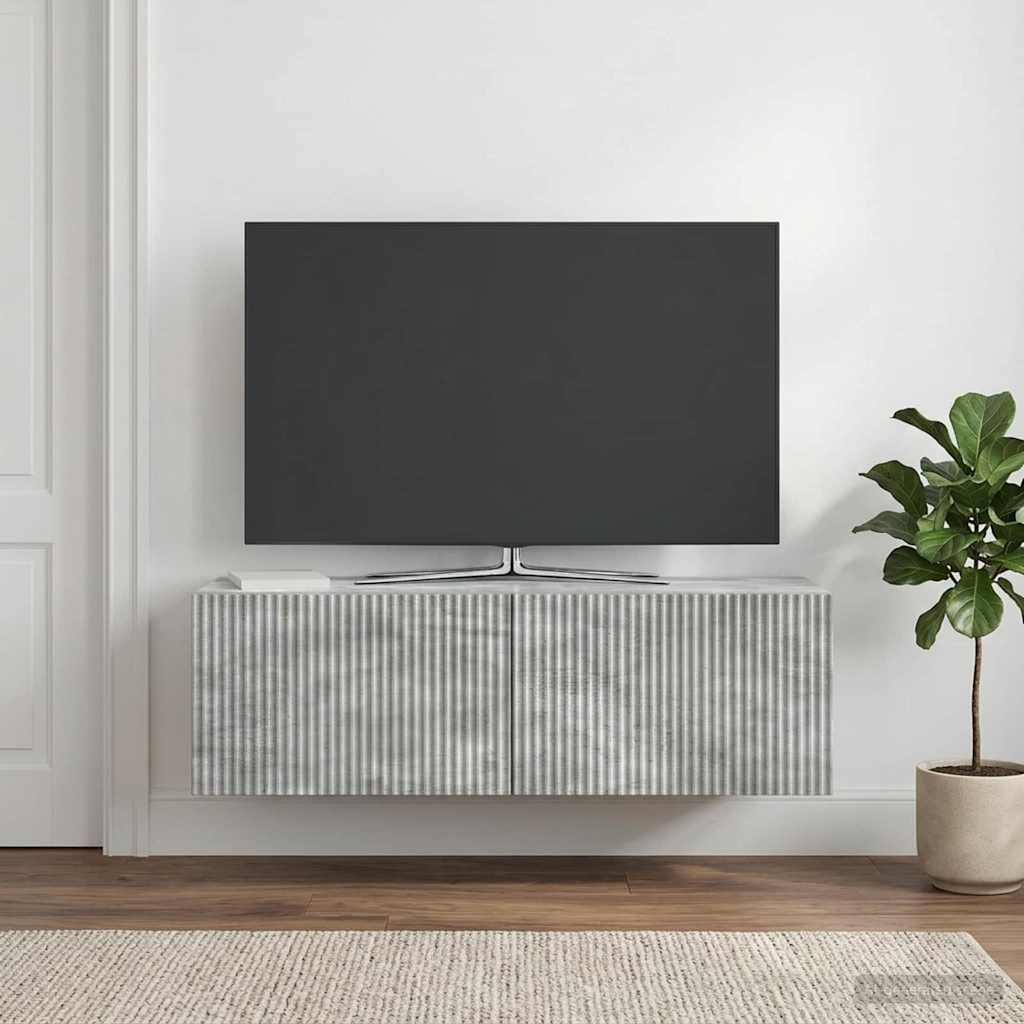 Væghængt TV-skab 98 x 31 x 30 cm Betongrå Konstrueret træ
