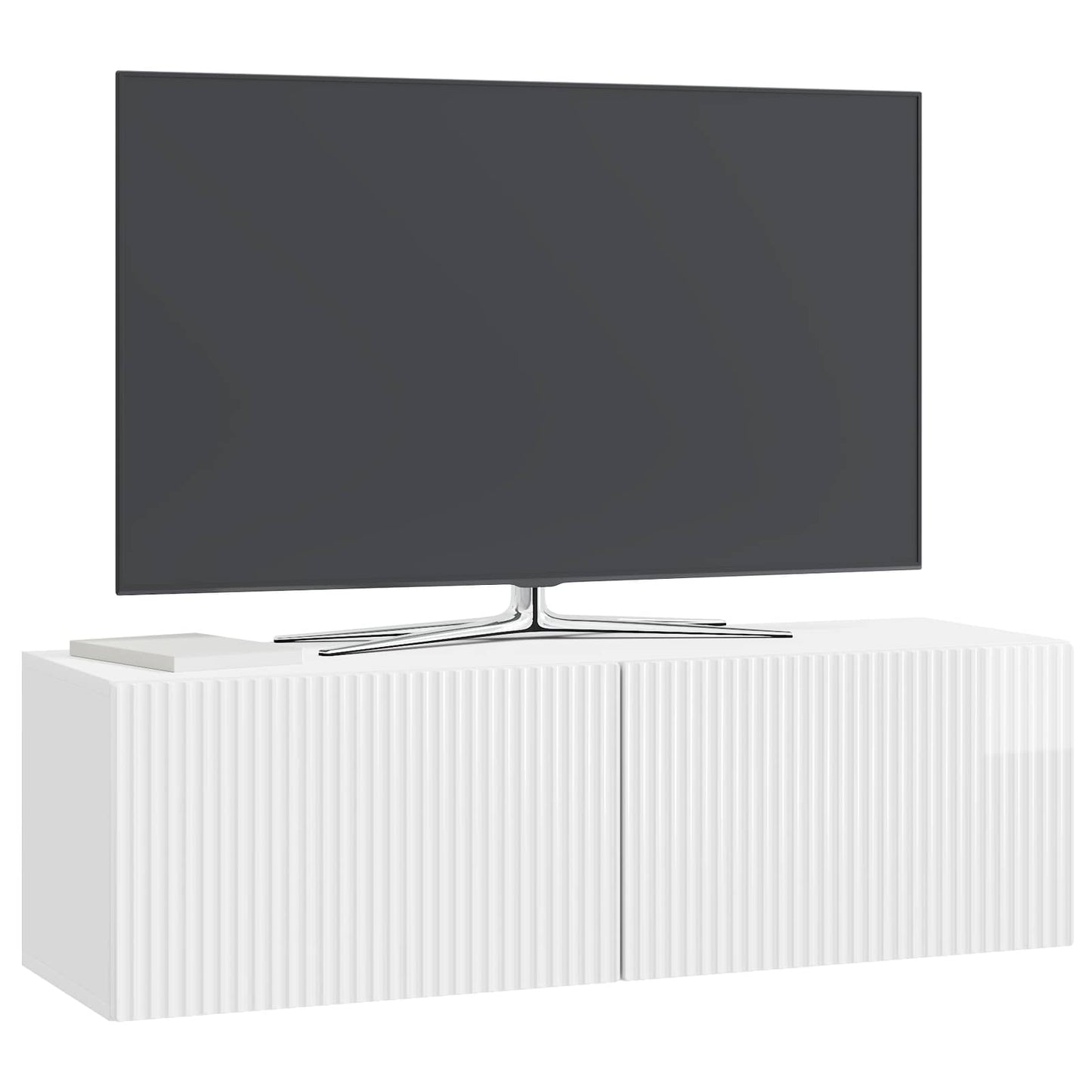 Væghængt TV-skab 98 x 31 x 30 cm Hvid højglans Konstrueret træ