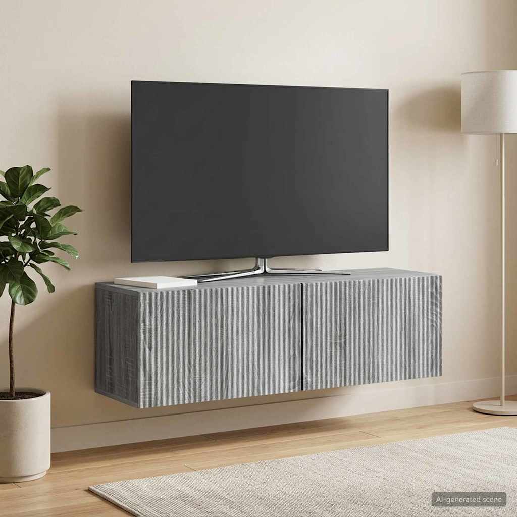 Væghængt TV-skab 98 x 31 x 30 cm Grå sonoma-eg Konstrueret træ