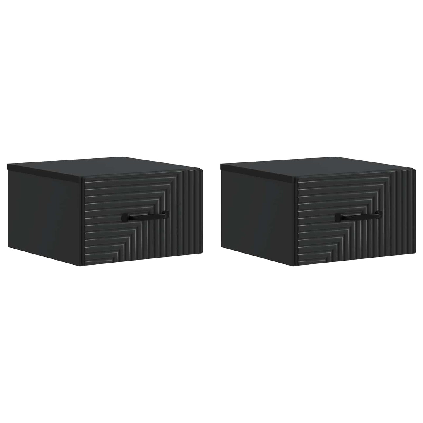 Væghængt Natbord 2 pcs Sort 34,5 x 33 x 20 cm Konstrueret træ