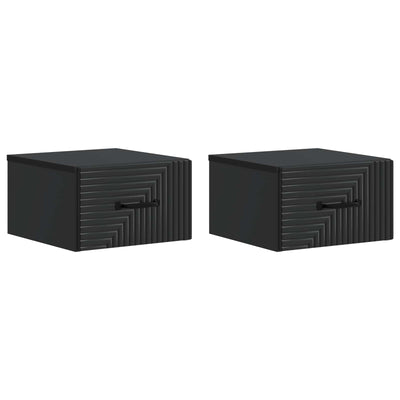 Væghængt Natbord 2 pcs Sort 34,5 x 33 x 20 cm Konstrueret træ
