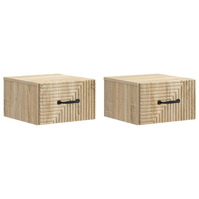 Væghængt Natbord med skuffe 2 pcs Sonoma-eg 34,5 x 33 x 20 cm