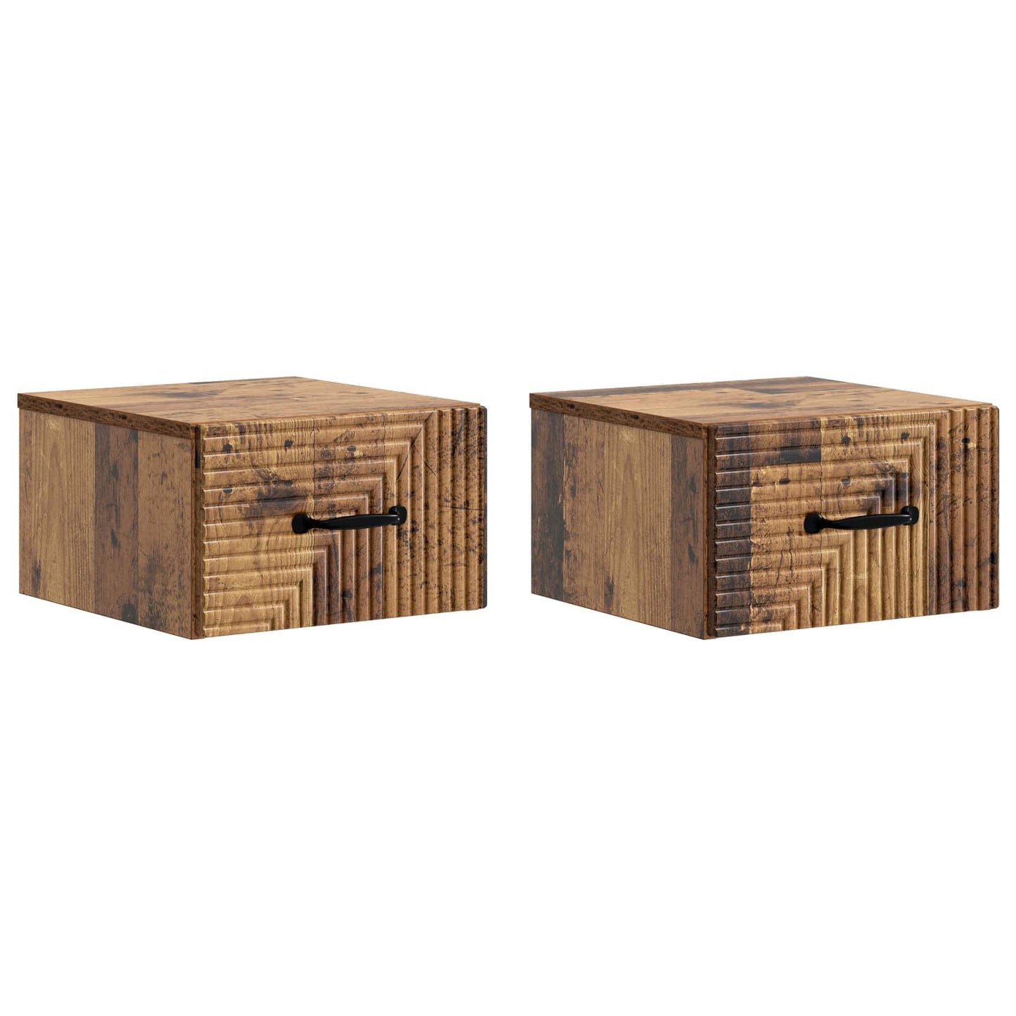 Væghængt Natbord med skuffe 2 pcs Gammelt træ 34,5 x 33 x 20 cm