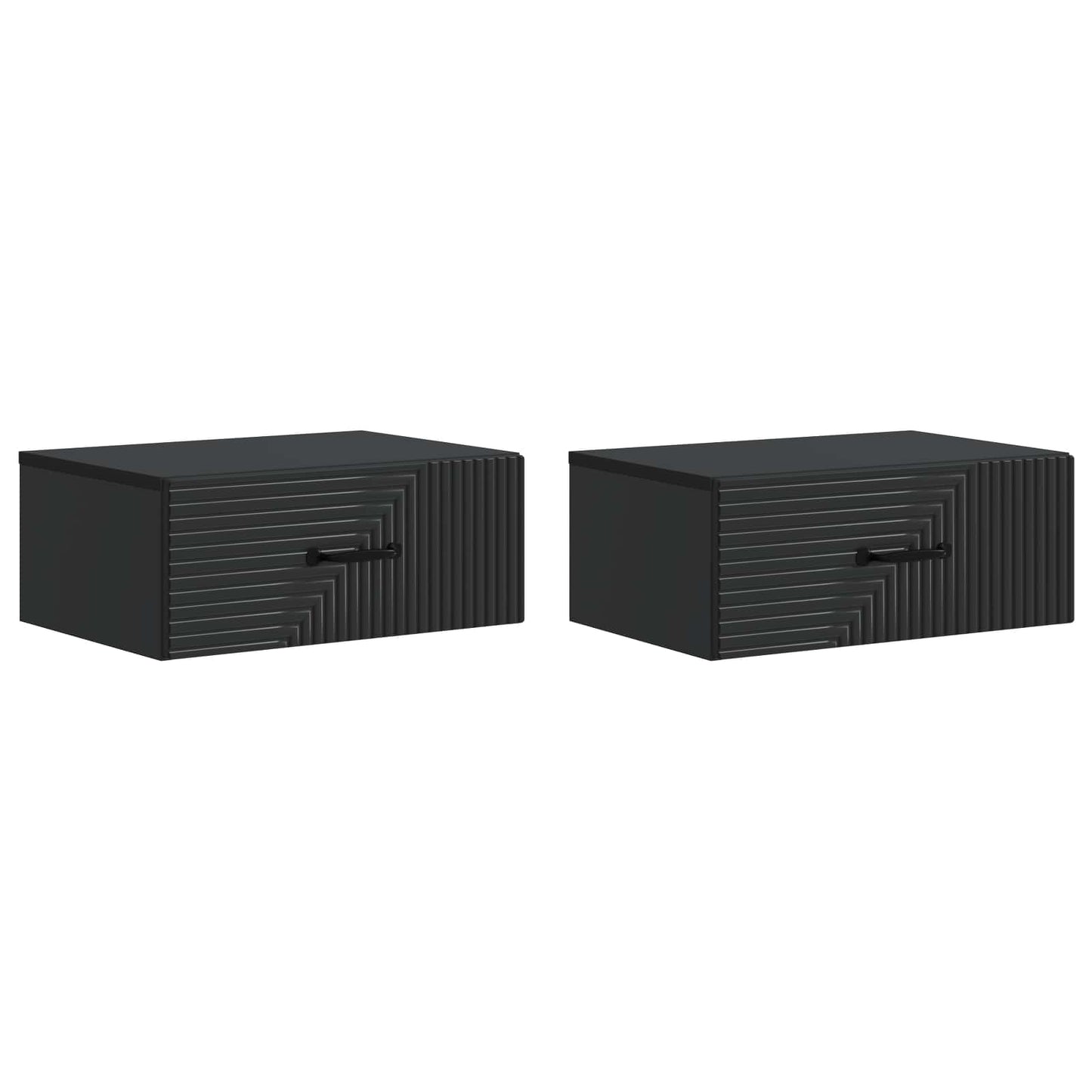 Væghængt Natbord 2 pcs Sort 49 x 34,5 x 20 cm Konstrueret træ