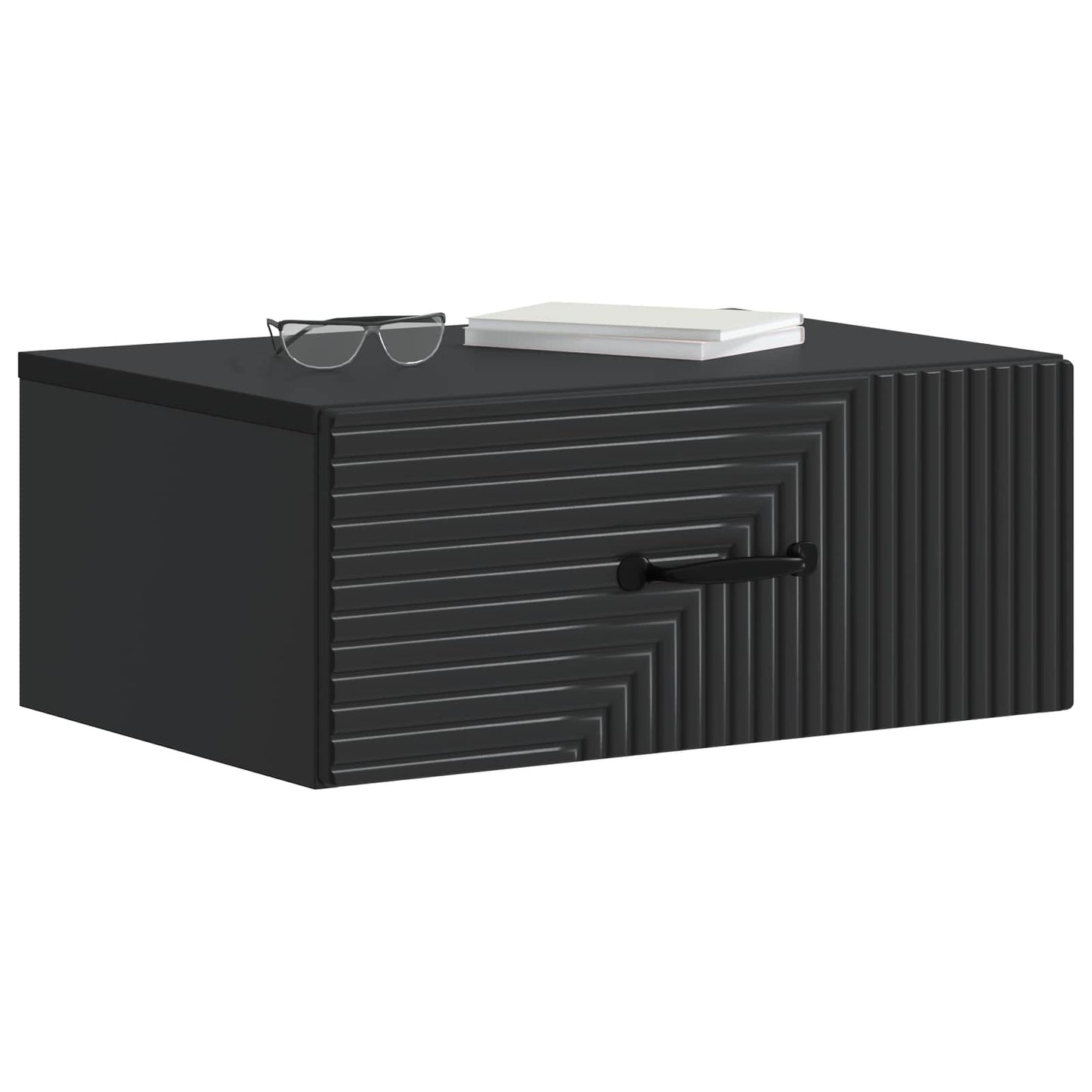Væghængt Natbord 2 pcs Sort 49 x 34,5 x 20 cm Konstrueret træ