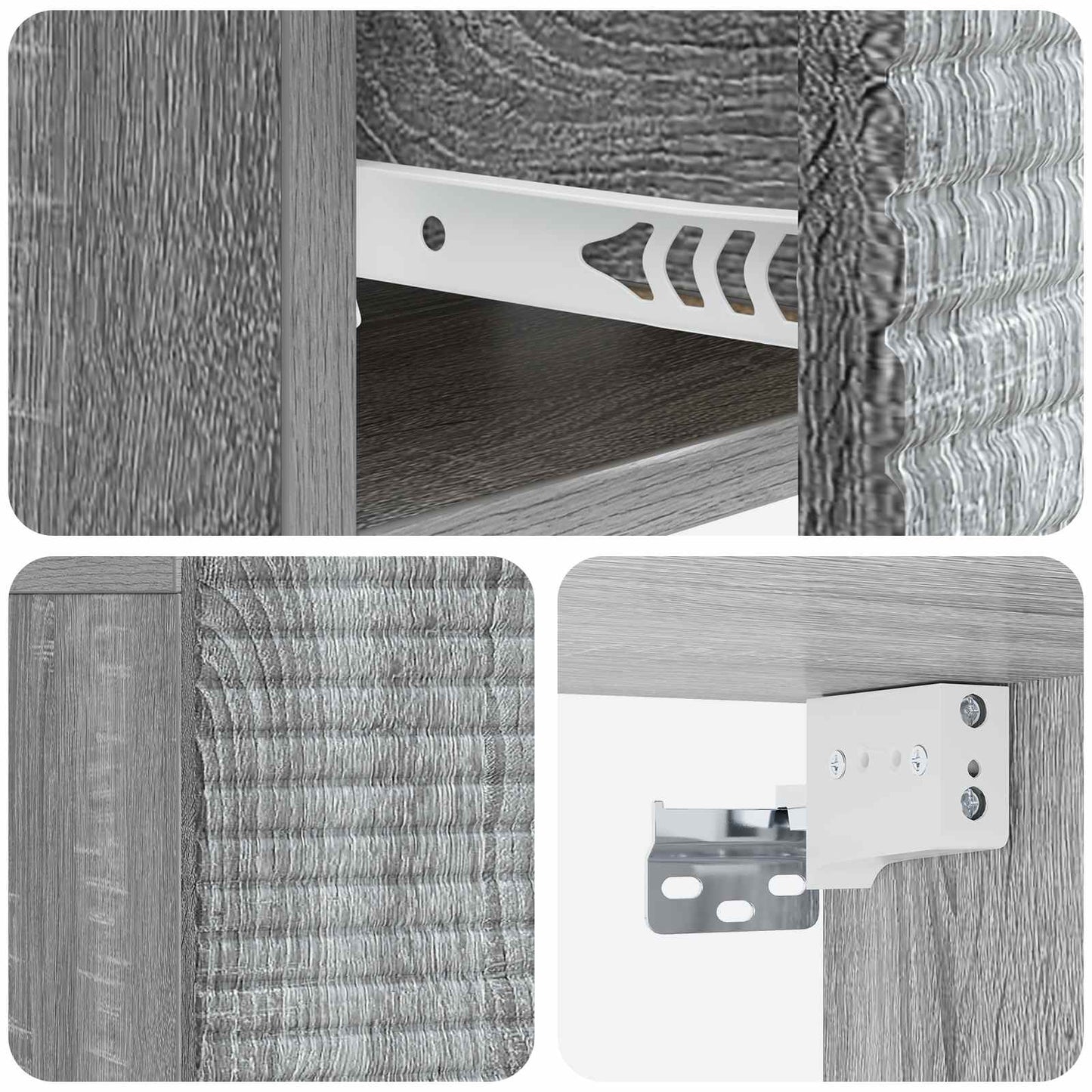 Væghængt Natbord 2 pcs Grå sonoma-eg 49 x 34,5 x 20 cm