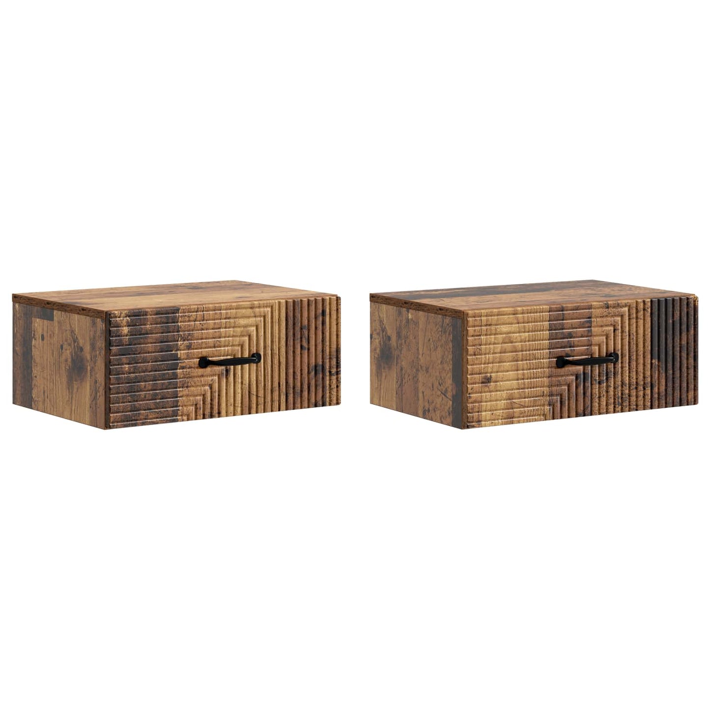 Væghængt Natbord med skuffe 2 pcs Gammelt træ 49 x 34,5 x 20 cm