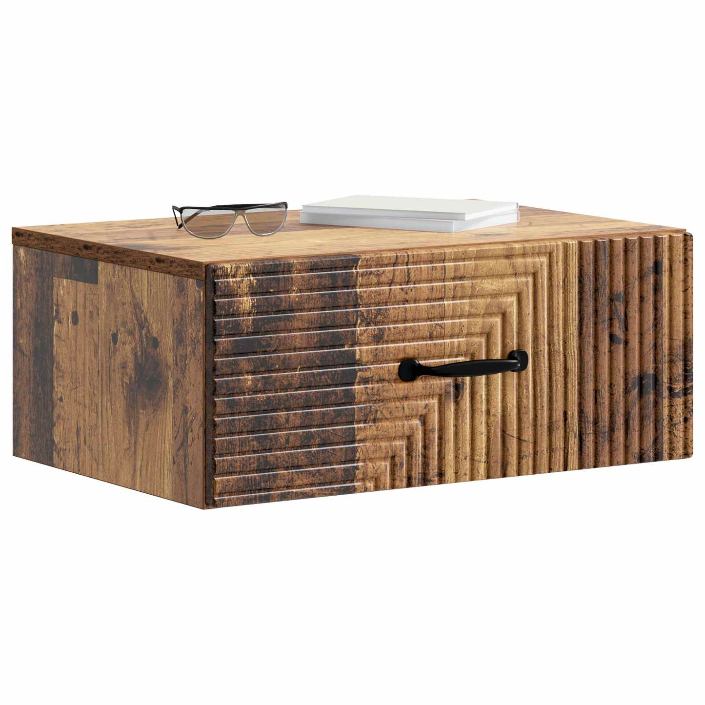 Væghængt Natbord med skuffe 2 pcs Gammelt træ 49 x 34,5 x 20 cm