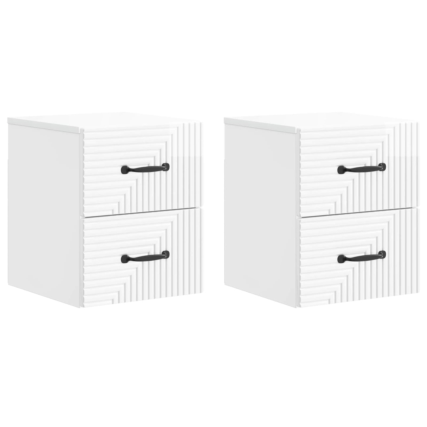 Væghængt Natbord 2 pcs Hvid højglans 34,5 x 33 x 40 cm