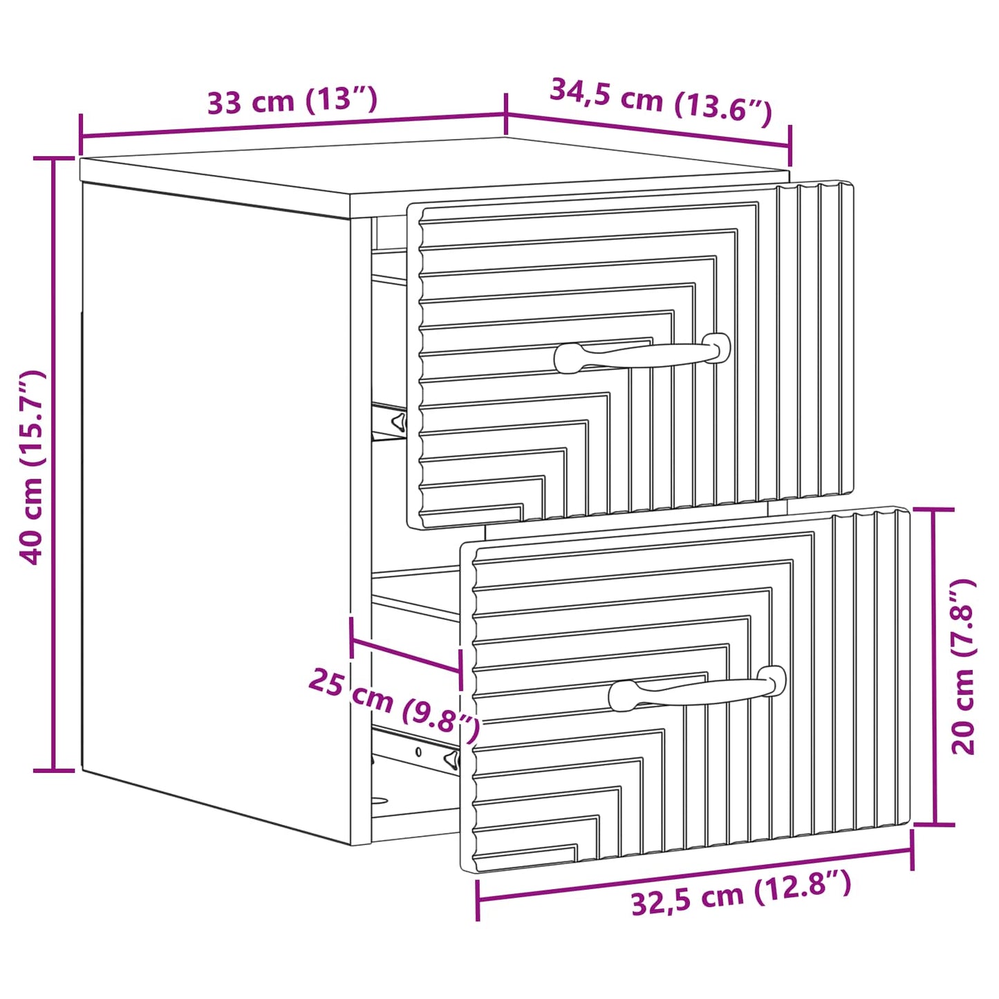 Væghængt Natbord 2 pcs Hvid højglans 34,5 x 33 x 40 cm