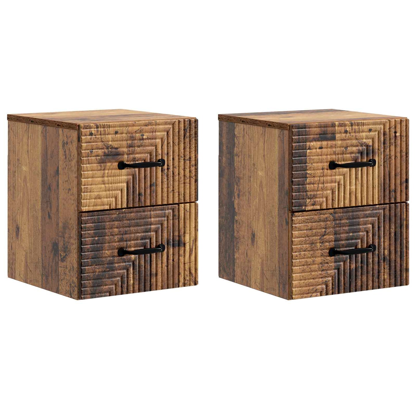Væghængt Natbord med skuffe 2 pcs Gammelt træ 34,5 x 33 x 40 cm