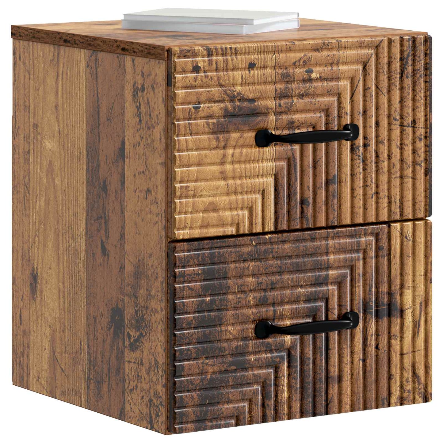 Væghængt Natbord med skuffe 2 pcs Gammelt træ 34,5 x 33 x 40 cm