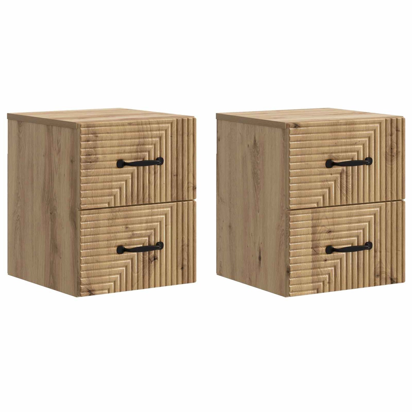 Væghængt Natbord med skuffe 2 pcs Artisan-eg 34,5 x 33 x 40 cm