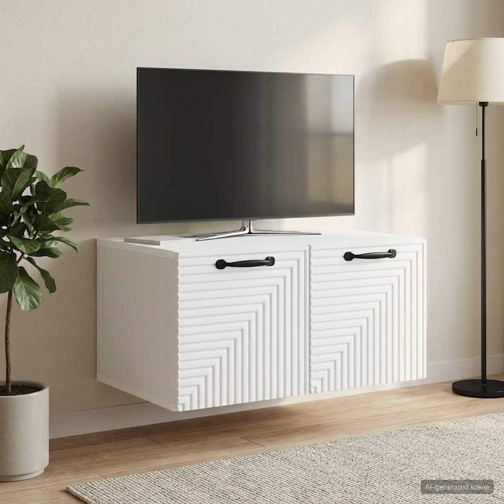 Væghængt TV-skab Hvid 59,5 x 41 x 30 cm Konstrueret træ