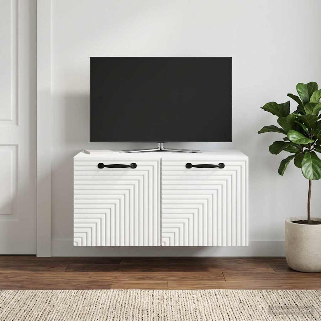 Væghængt TV-skab Hvid 59,5 x 41 x 30 cm Konstrueret træ