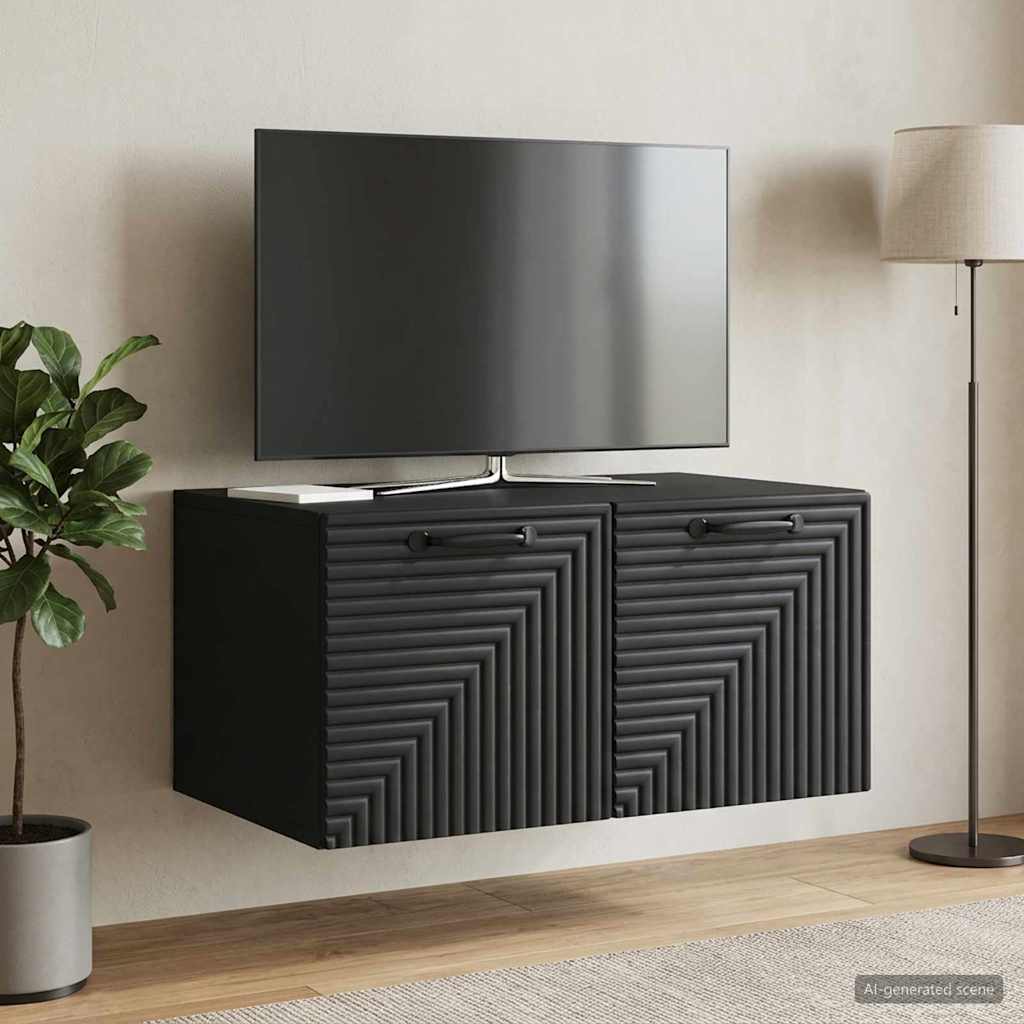 Væghængt TV-skab Sort 59,5 x 41 x 30 cm Konstrueret træ
