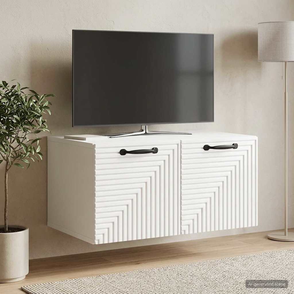 Væghængt TV-skab Vægmonteret Hvid højglans 59,5 x 41 x 30 cm