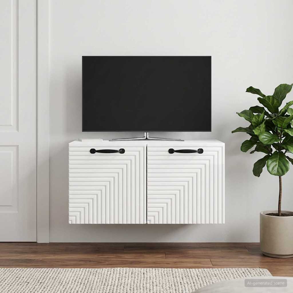 Væghængt TV-skab Vægmonteret Hvid højglans 59,5 x 41 x 30 cm