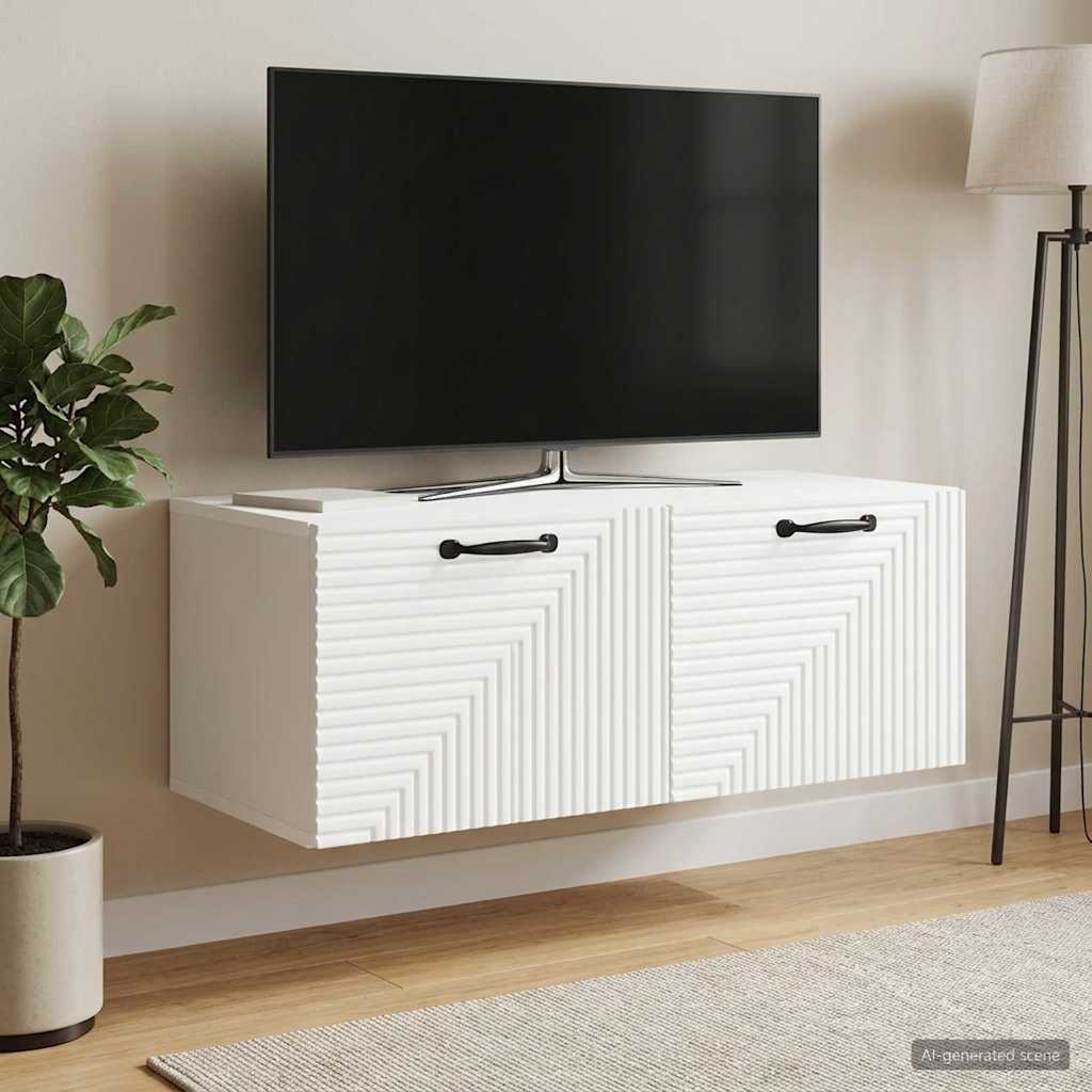 Væghængt TV-skab Hvid 78,5 x 41 x 30 cm Konstrueret træ