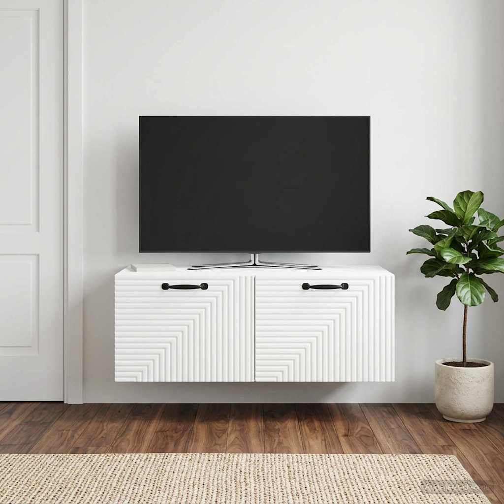 Væghængt TV-skab Hvid 78,5 x 41 x 30 cm Konstrueret træ