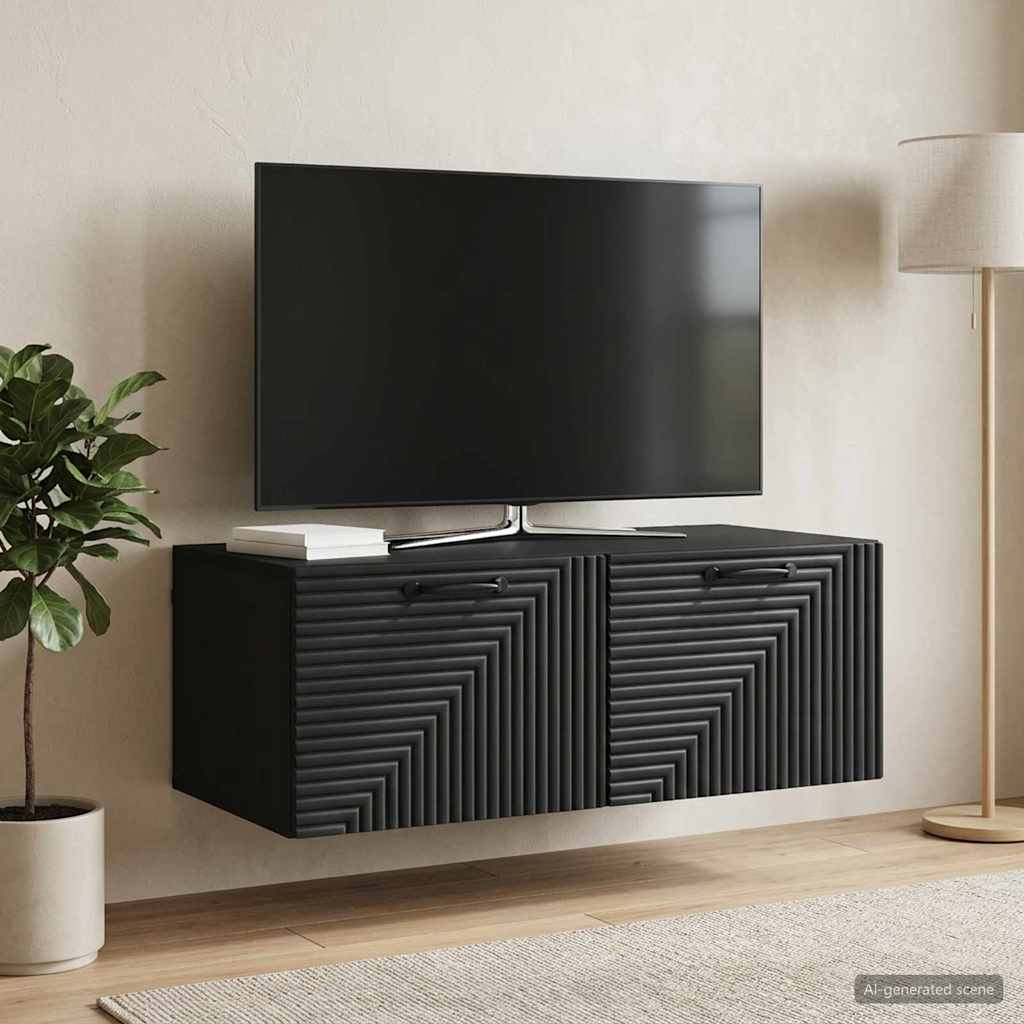 Væghængt TV-skab Sort 78,5 x 41 x 30 cm Konstrueret træ