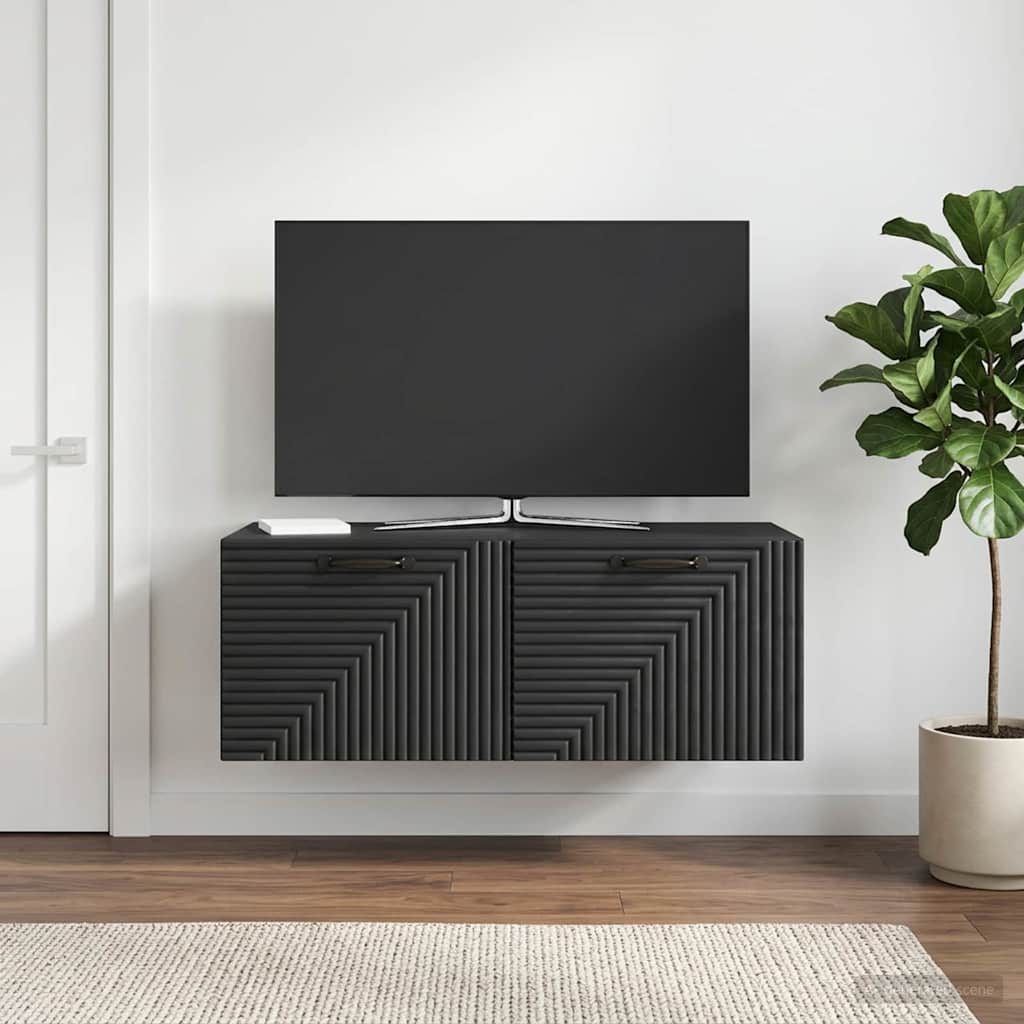 Væghængt TV-skab Sort 78,5 x 41 x 30 cm Konstrueret træ