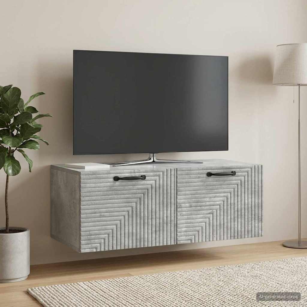 Væghængt TV-skab Betongrå 78,5 x 41 x 30 cm Konstrueret træ