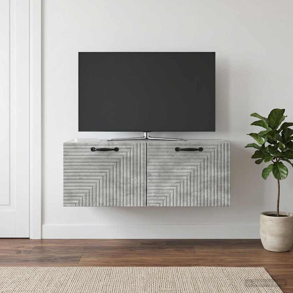 Væghængt TV-skab Betongrå 78,5 x 41 x 30 cm Konstrueret træ