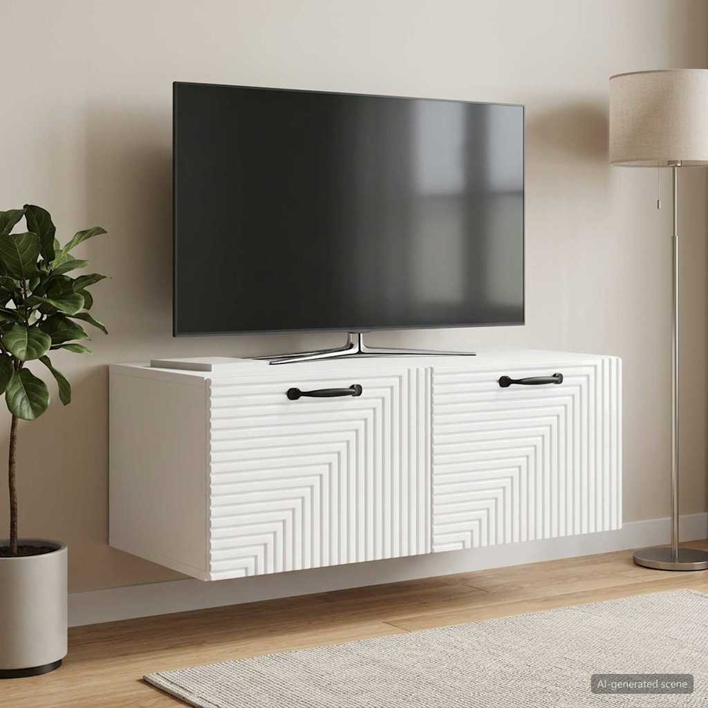 Væghængt TV-skab Vægmonteret Hvid højglans 78,5 x 41 x 30 cm