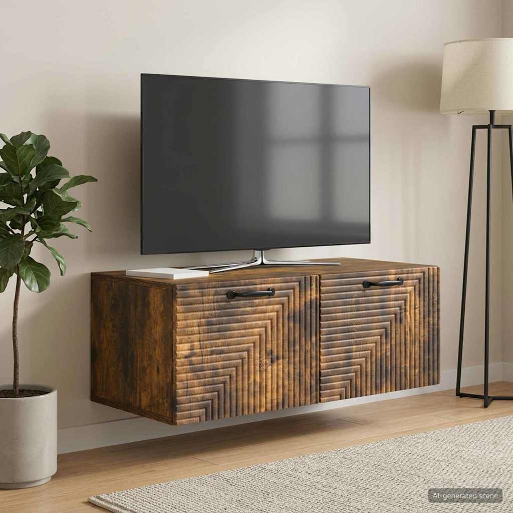 Væghængt TV-skab Røget eg 78,5 x 41 x 30 cm Konstrueret træ