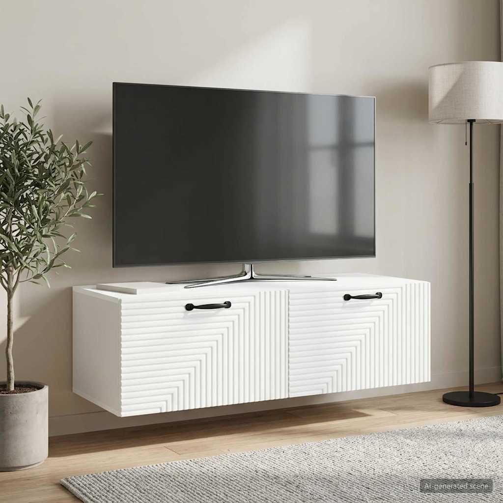 Væghængt TV-skab Hvid 98 x 41 x 30 cm Konstrueret træ