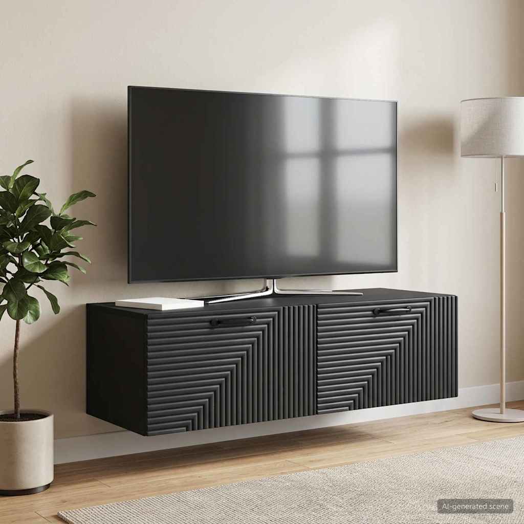 Væghængt TV-skab Sort 98 x 41 x 30 cm Konstrueret træ
