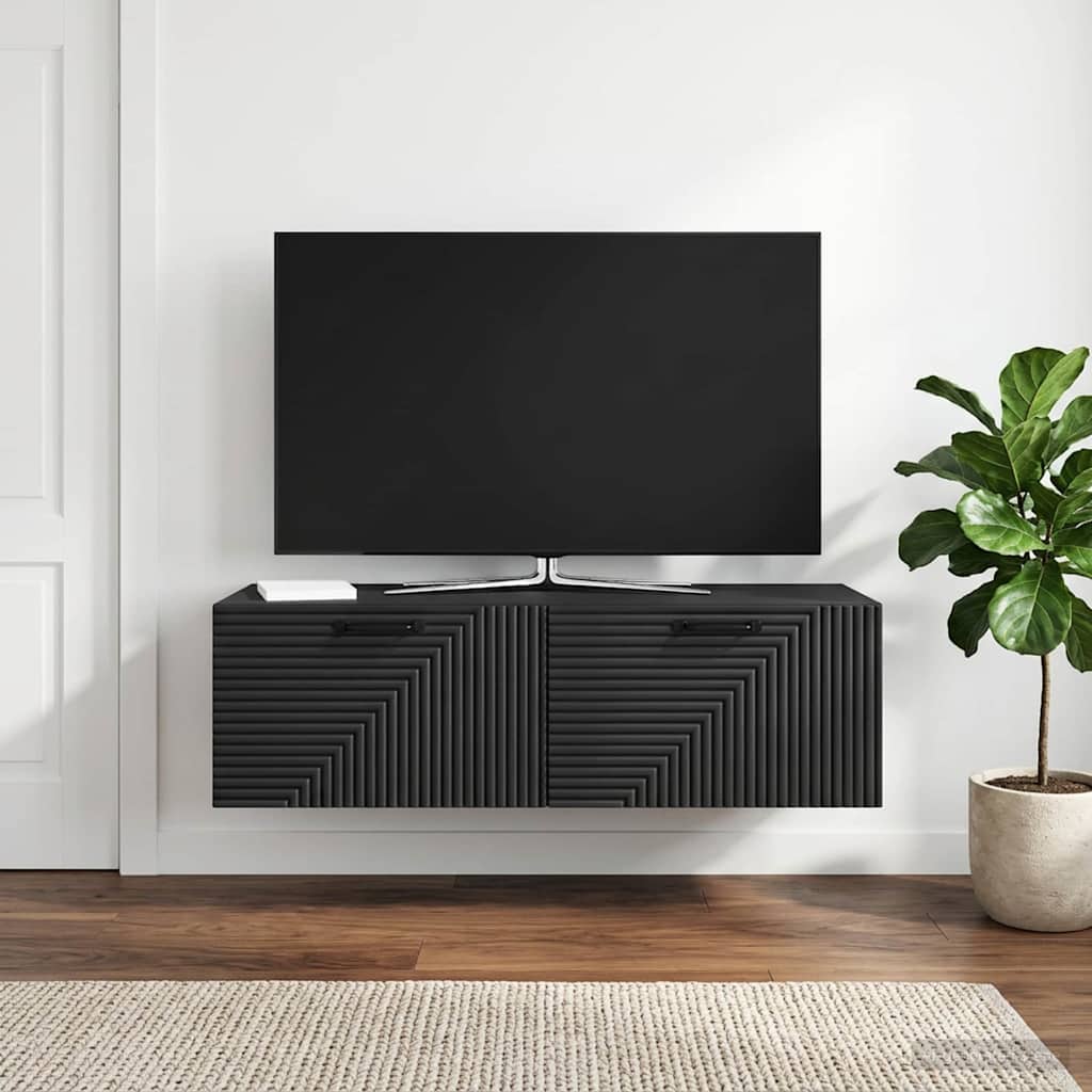 Væghængt TV-skab Sort 98 x 41 x 30 cm Konstrueret træ