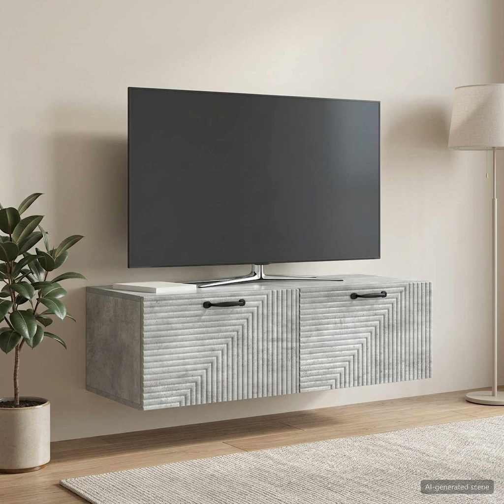 Væghængt TV-skab Betongrå 98 x 41 x 30 cm Konstrueret træ