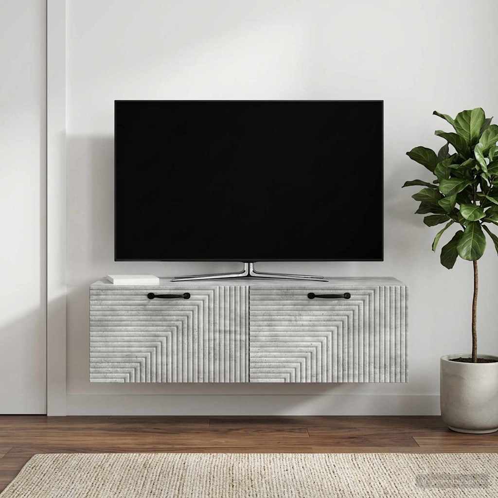 Væghængt TV-skab Betongrå 98 x 41 x 30 cm Konstrueret træ