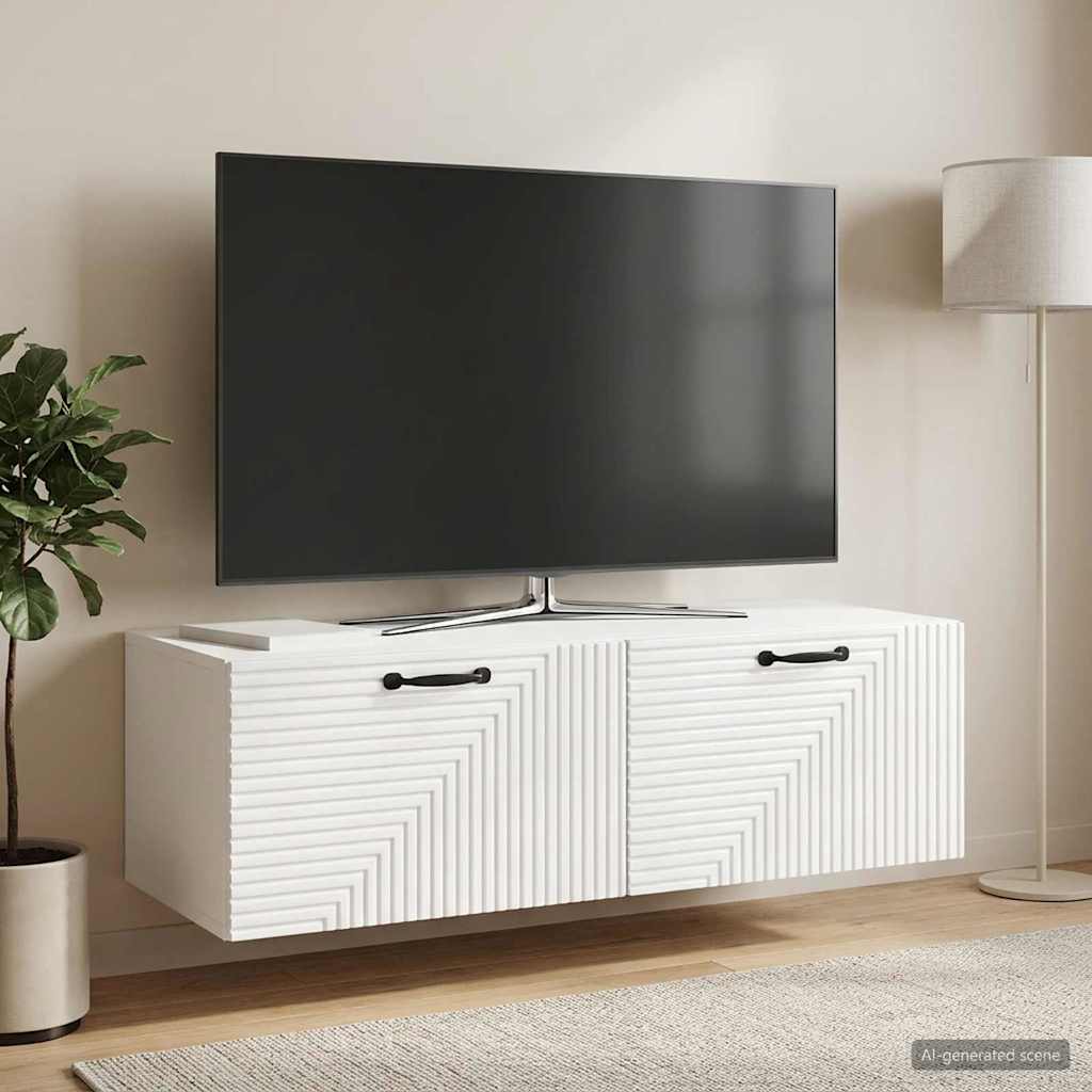Væghængt TV-skab Hvid højglans 98 x 41 x 30 cm Konstrueret træ