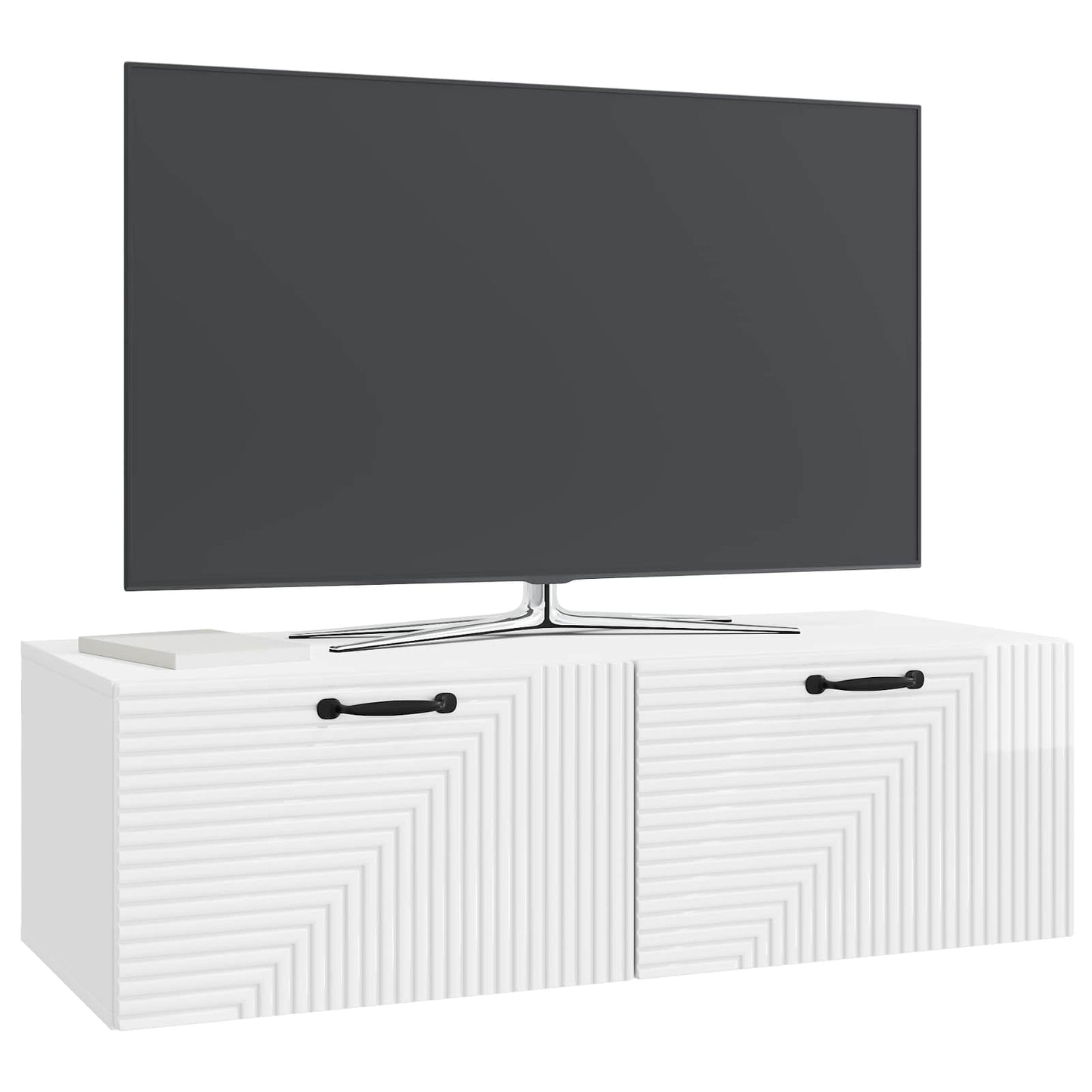 Væghængt TV-skab Hvid højglans 98 x 41 x 30 cm Konstrueret træ