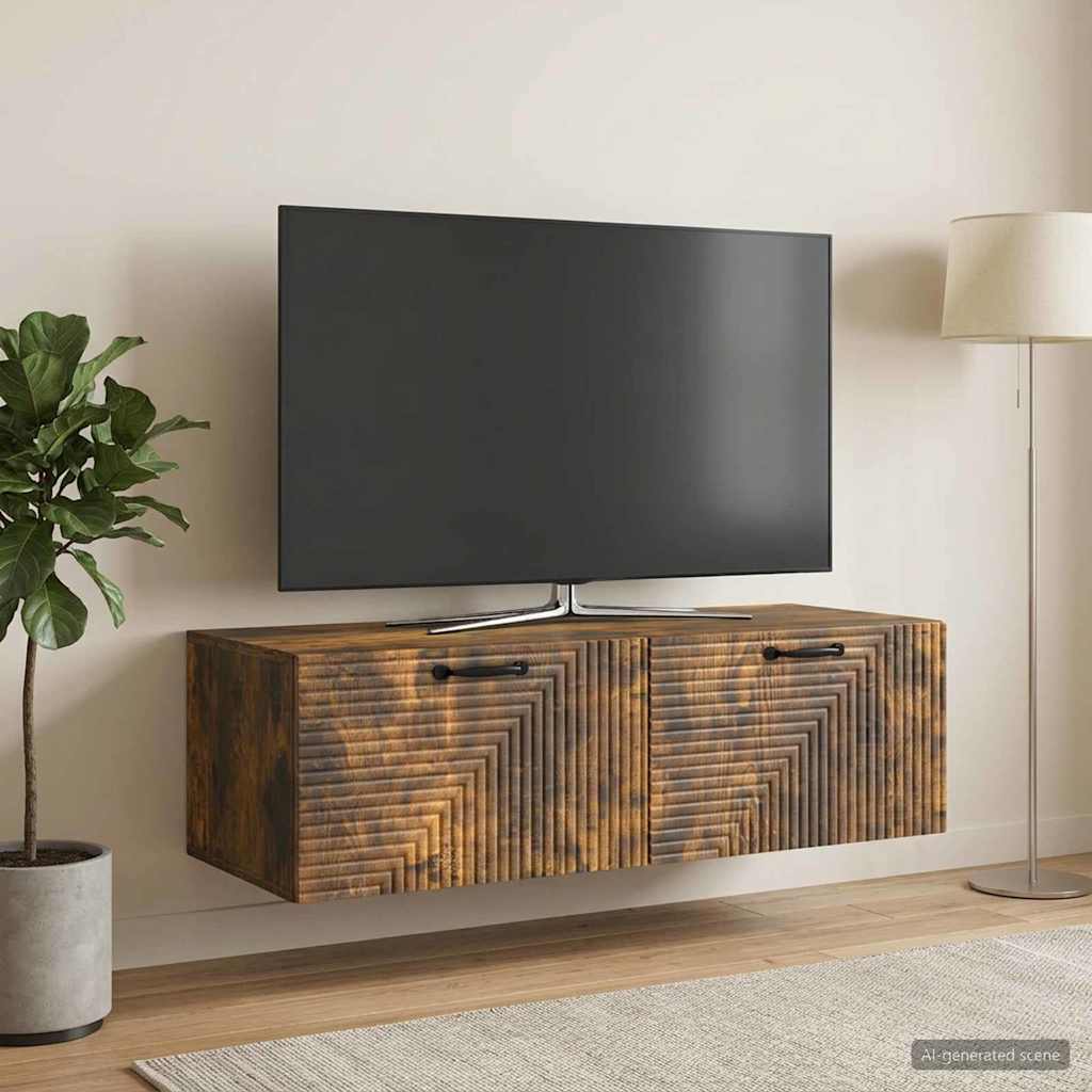 Væghængt TV-skab Røget eg 98 x 41 x 30 cm Konstrueret træ