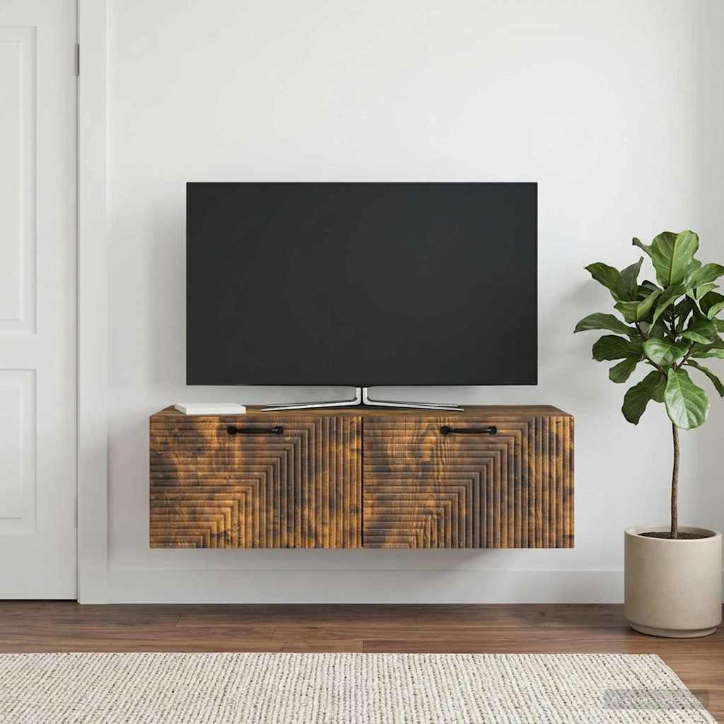 Væghængt TV-skab Røget eg 98 x 41 x 30 cm Konstrueret træ