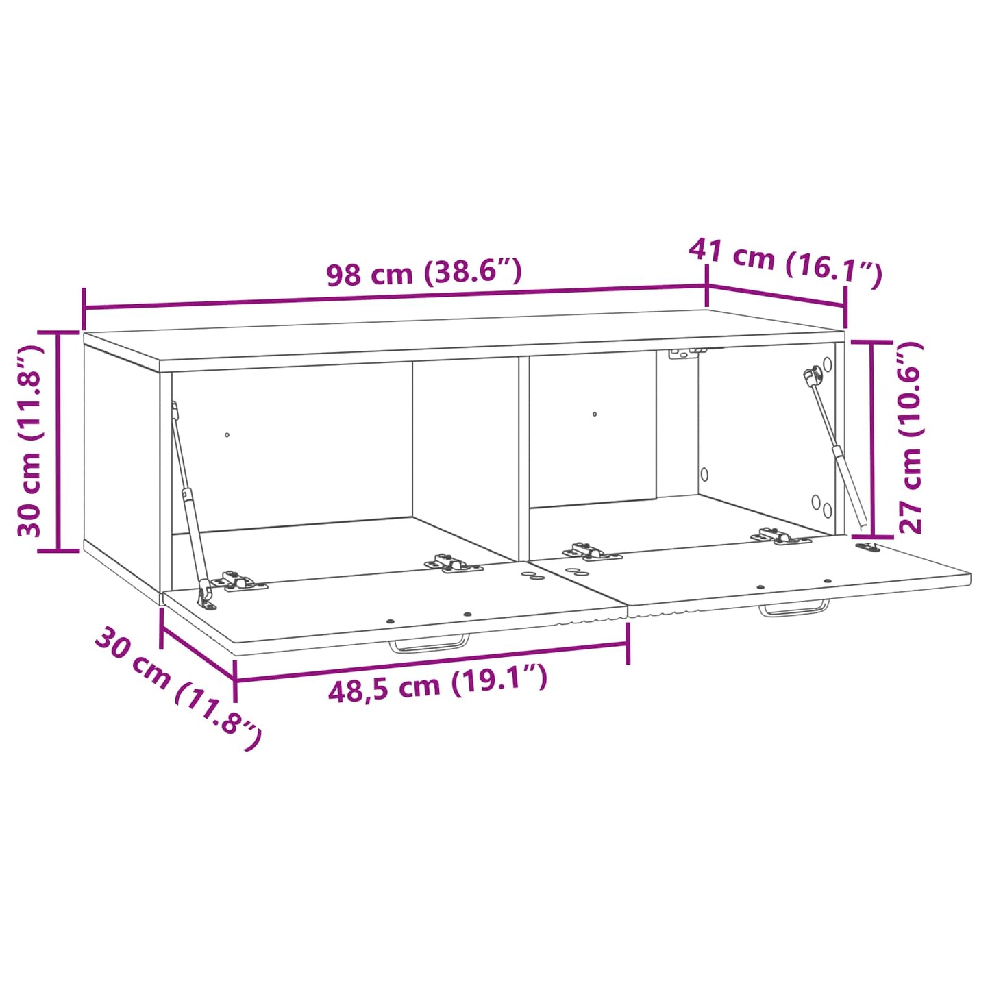 Væghængt TV-skab Røget eg 98 x 41 x 30 cm Konstrueret træ